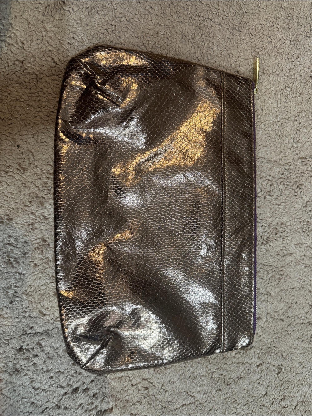 tarte Purple and Gold Zip Pendant Cosmetic Pouch Accent